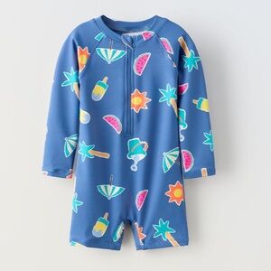 NWT Zara printed swim jumpsuit 12-24M